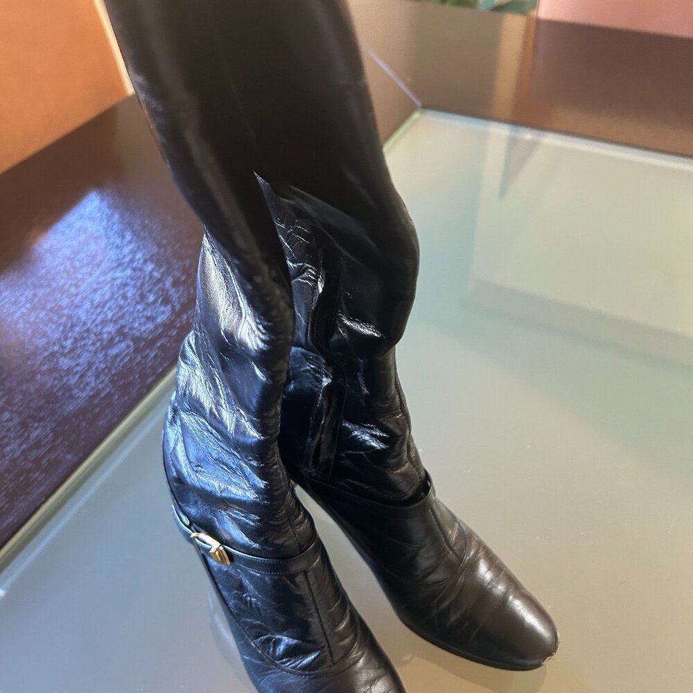 Salvatore Ferragamo High Heeled Black Boots - Size 6AAAA (Narrow)